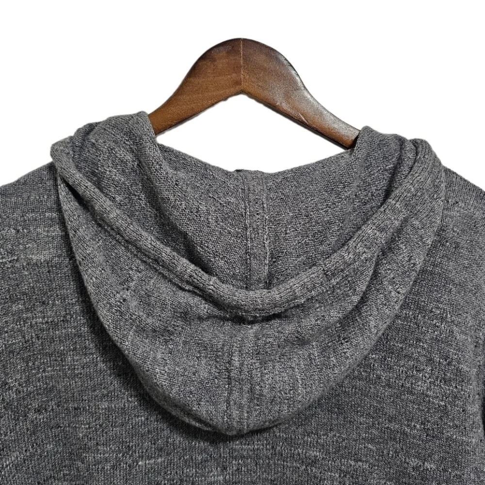 J.Crew grey quarter button hoodie kangaroo pocket pullover sweater size medium